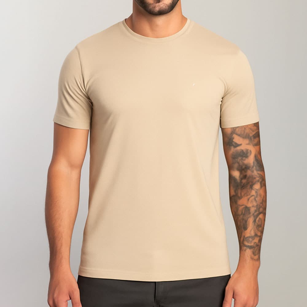 Camiseta Masculina 100% Algodão Camisa Básica Lisa Várias Cores Estilo Casual Para Trabalho Escola