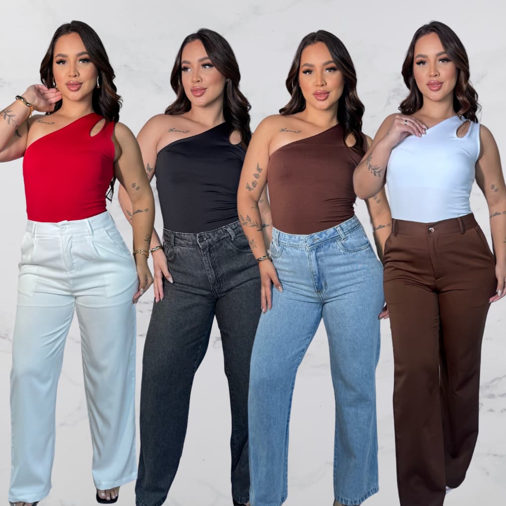 Blusa Feminina Um Ombro Só Suplex Forrada Blusinha de Mulher Manga Nula