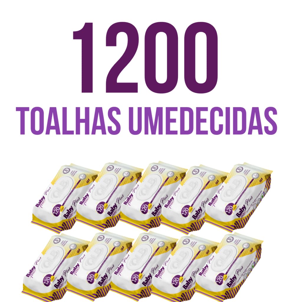 Caixa com 10 Lenços Umedecidos Baby Free Plus com 120 Unidades Cada – Tampa Flip-Top