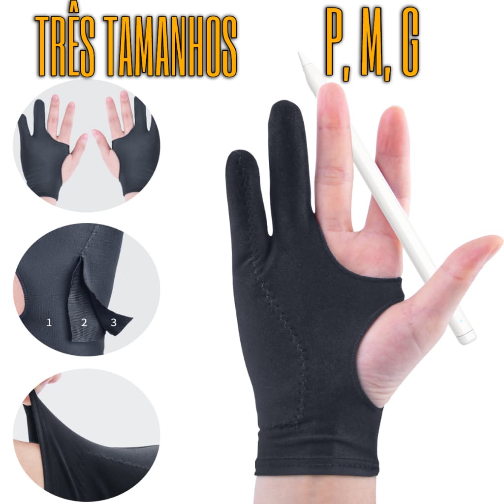 Luva de Desenho Profissional Palm Rejection 3 camadas p Mesa Digitlizadora Tablet  desenho artístico