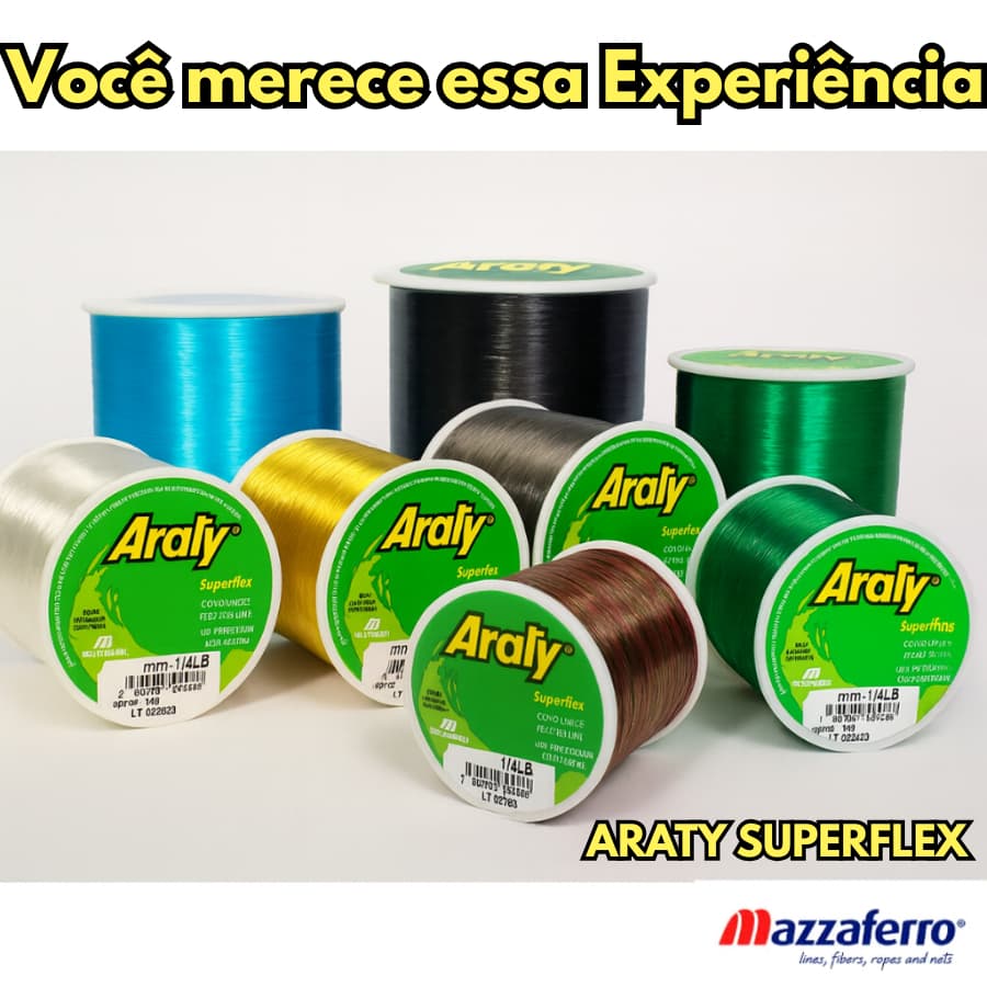 Linha de Pesca Monofilamento Araty Superflex Carretel 100g Varias Cores e Medidas Mazzaferro