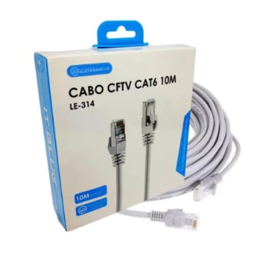 Cabo de Rede Cat6 10m Cinza RJ45 Alta Velocidade Gamer com Conectores Banhados a Ouro para Internet Estável e Rápida