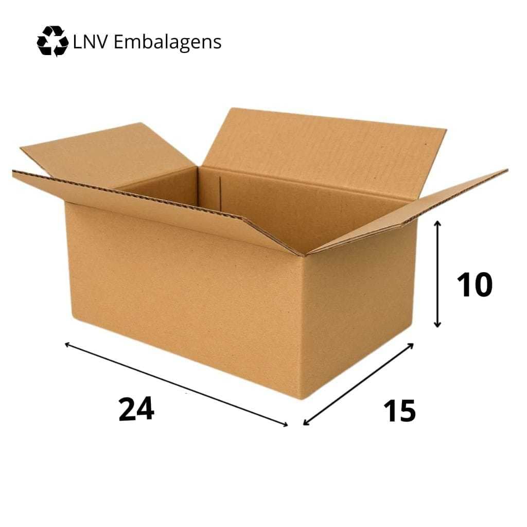 Kit 100 Caixas de Papelão 24x15x10 Reforçadas — Ideais para Envio, E-commerce e Embalagens Leves