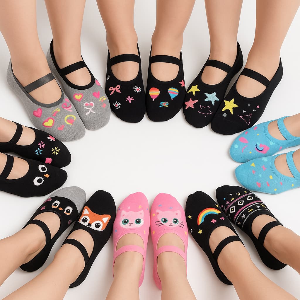 Kit Meias Sapatilhas Antiderrapante Pilates Yoga Hidroginástica Academia Dança