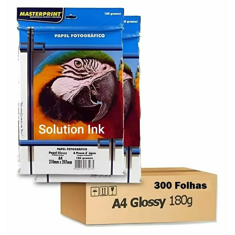 Kit 300 Folhas Papel Fotográfico 180g Foto A4 Masterprint Cor Branco Promoção!!!