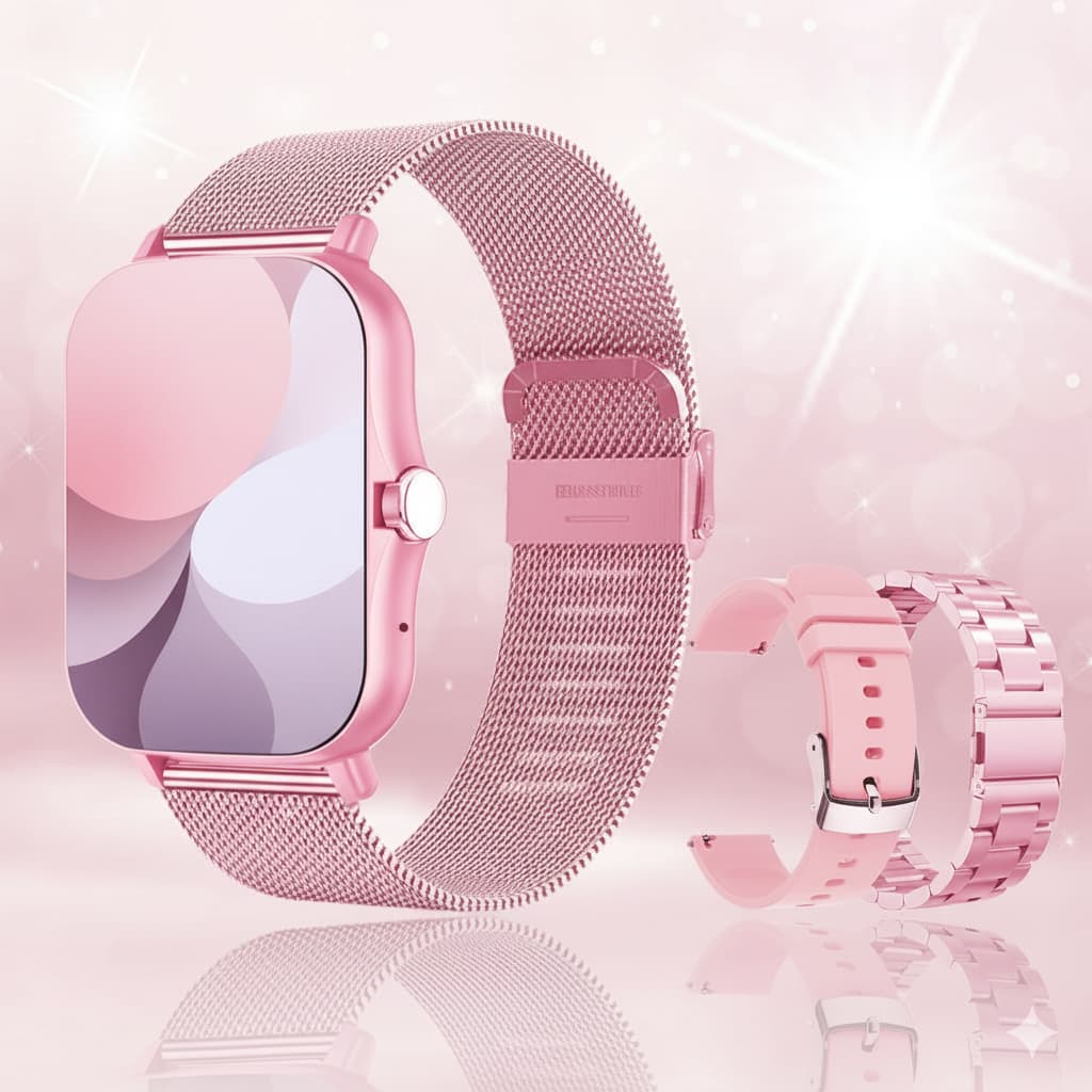 Smartwatch Mini Feminino Bluetooth, Chamadas e Monitor Cardíaco (iOS/Android)