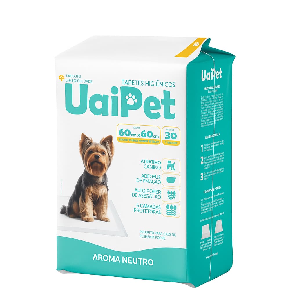 Tapete Higiênico 60x60cm Aroma Neutro UaiPet Para Cães E Gatos Com 30 Un