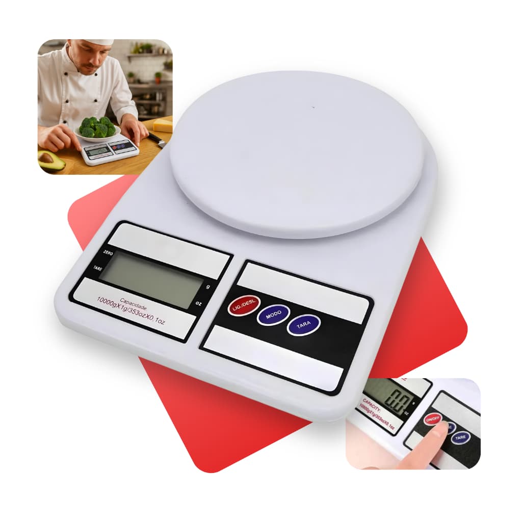 Balança Digital De Precisão Pesa Até 10kg Para Uso Doméstico E Cozinha Cor Branco Melkee
