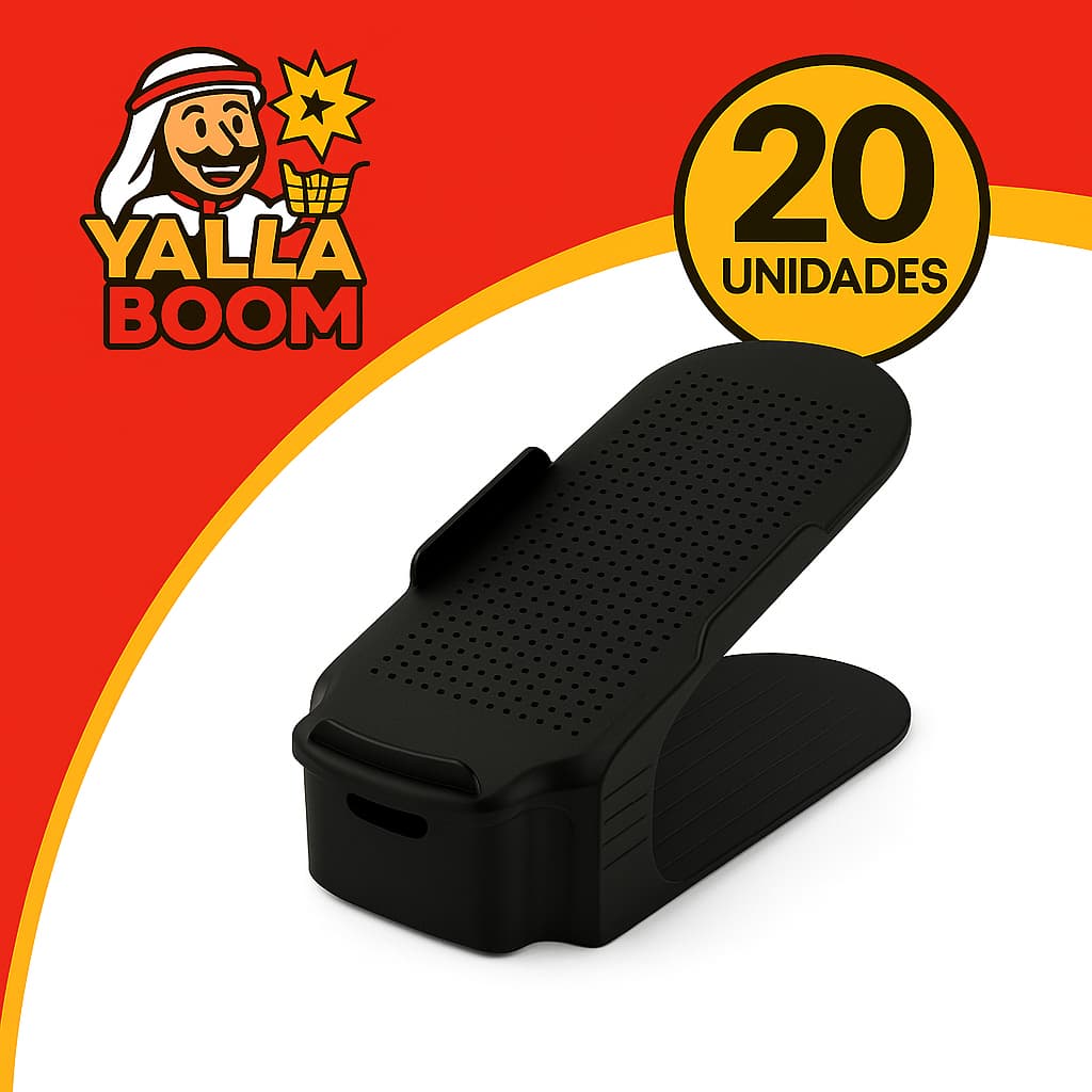 Kit 20 Organizadores De Sapatos Saltos e Tênis Com Regulagem de Altura Preto