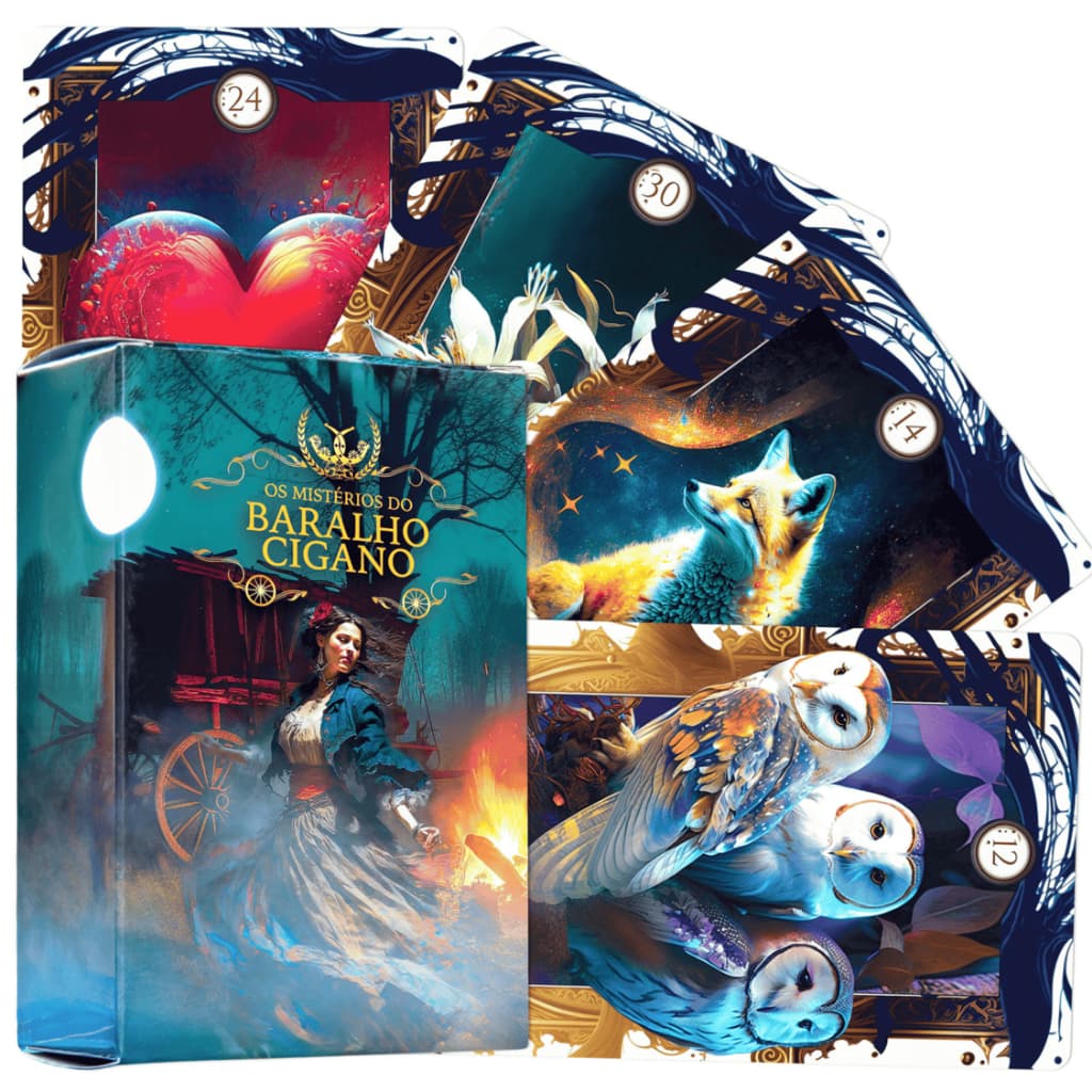 Baralho Tarot Cigano Lenormand com 36 Cartas 100% Plastificadas com Manual Tamanho Revista Colorido