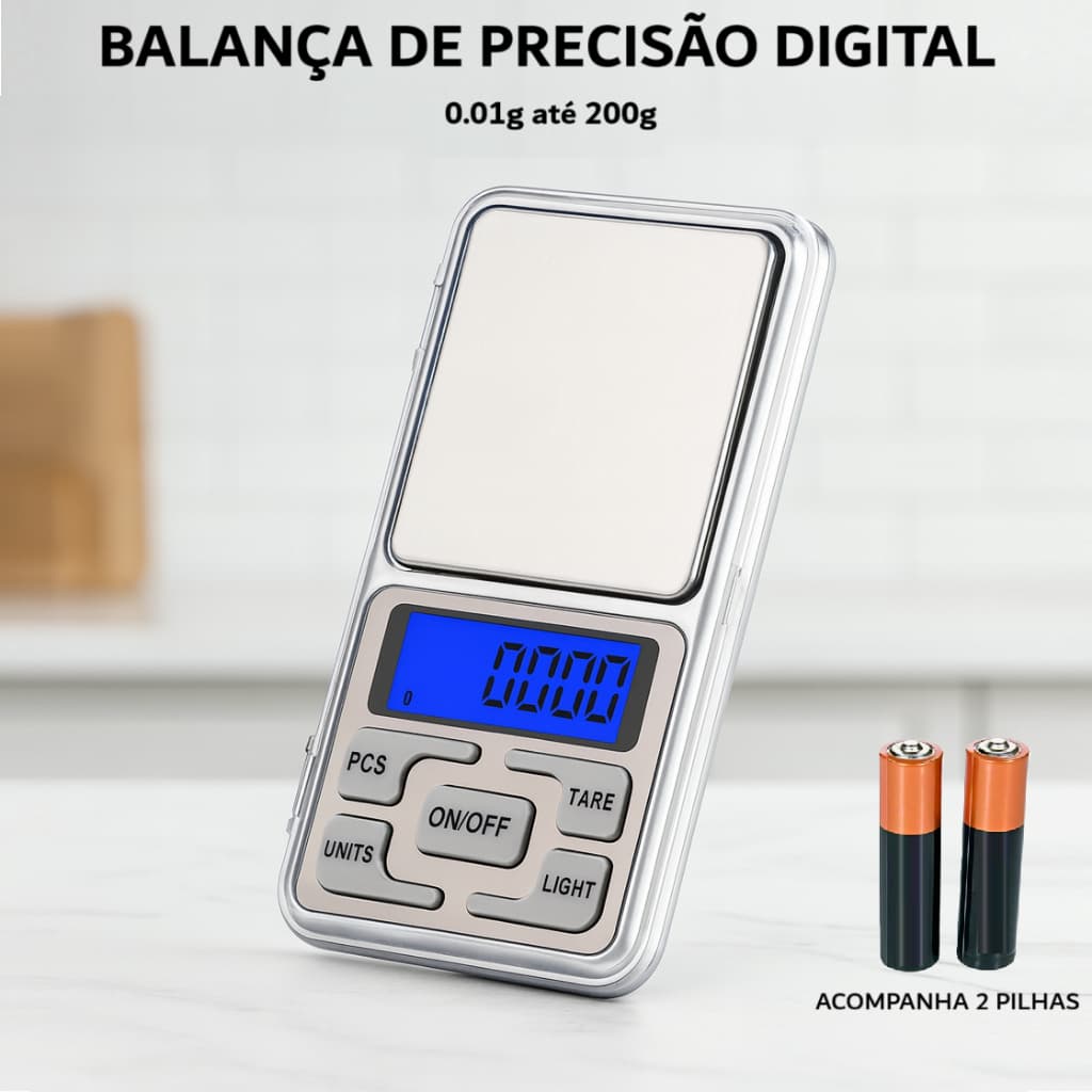 Mini Balança Digital Portátil Alta Precisão 0.01g  200g Joias Ouro Prata Alimentos Laboratório Metal