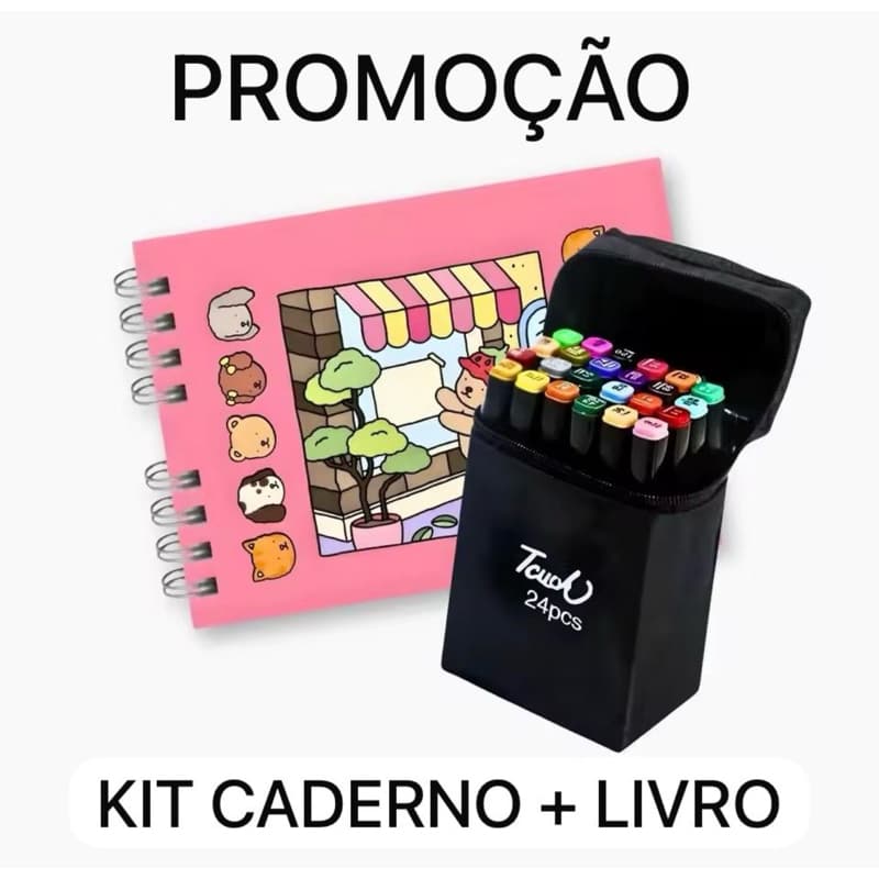 Indicado Kit de Livro de Colorir 48 Folhas +Jogo Caneta Marcadora 24 Cores
