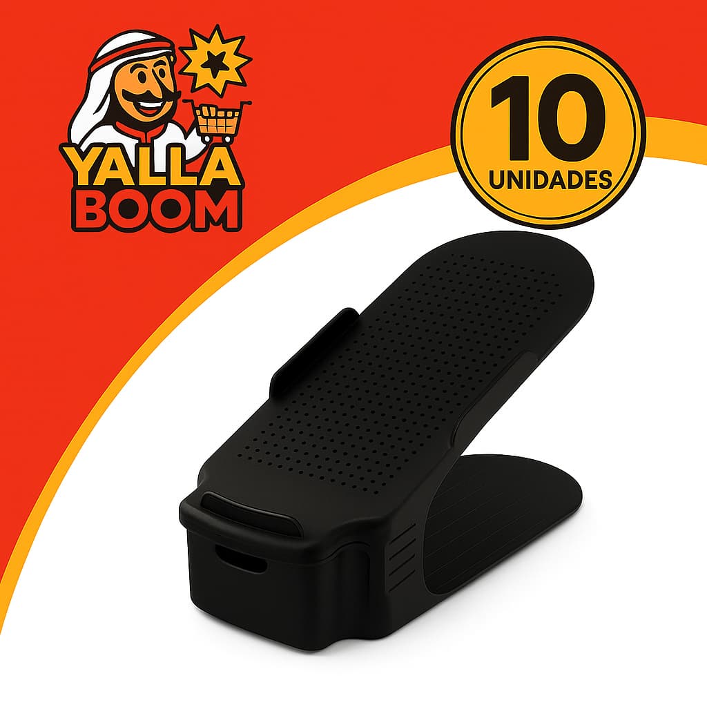 Kit 10 Organizadores De Sapatos, Saltos E Tênis Com Regulagem De Altura - Preto