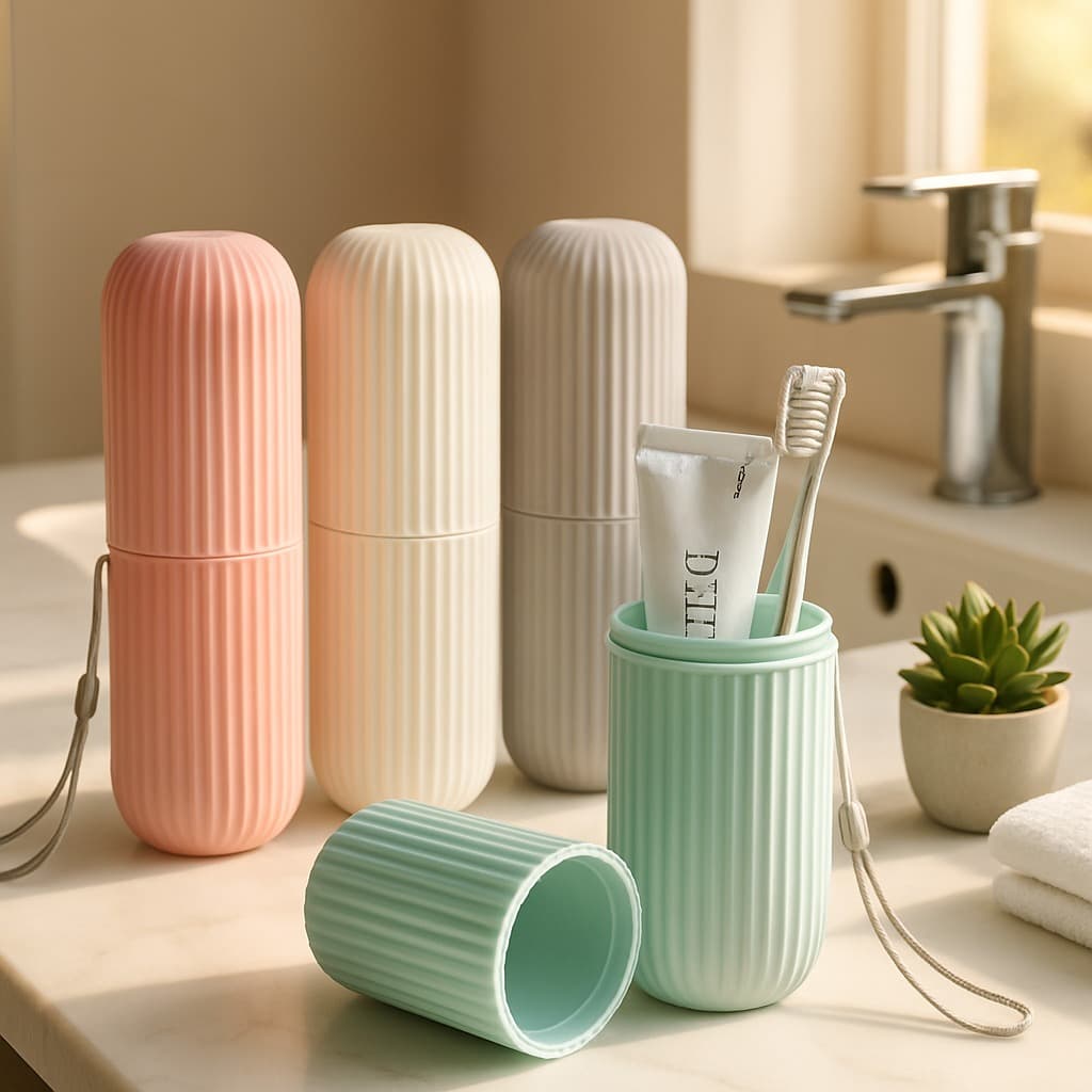 Estojo Porta Escova De Dente / Creme Dental Portátil Plástico Viagem Bolsa Escola