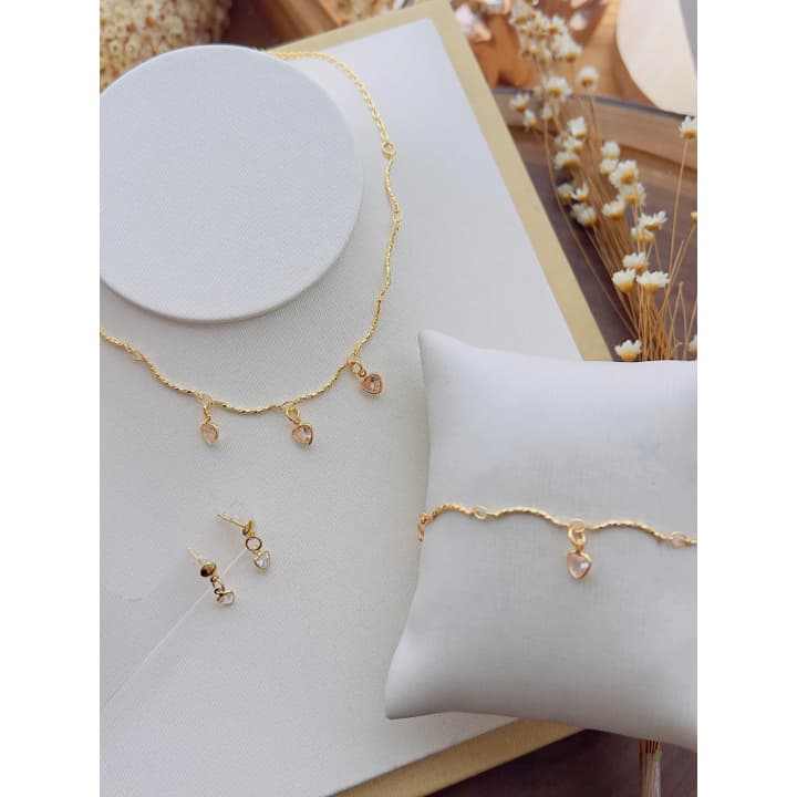 Conjunto Infantil Folheado a Ouro  - Colar, Brinco e Pulseira- Presente Para Menina