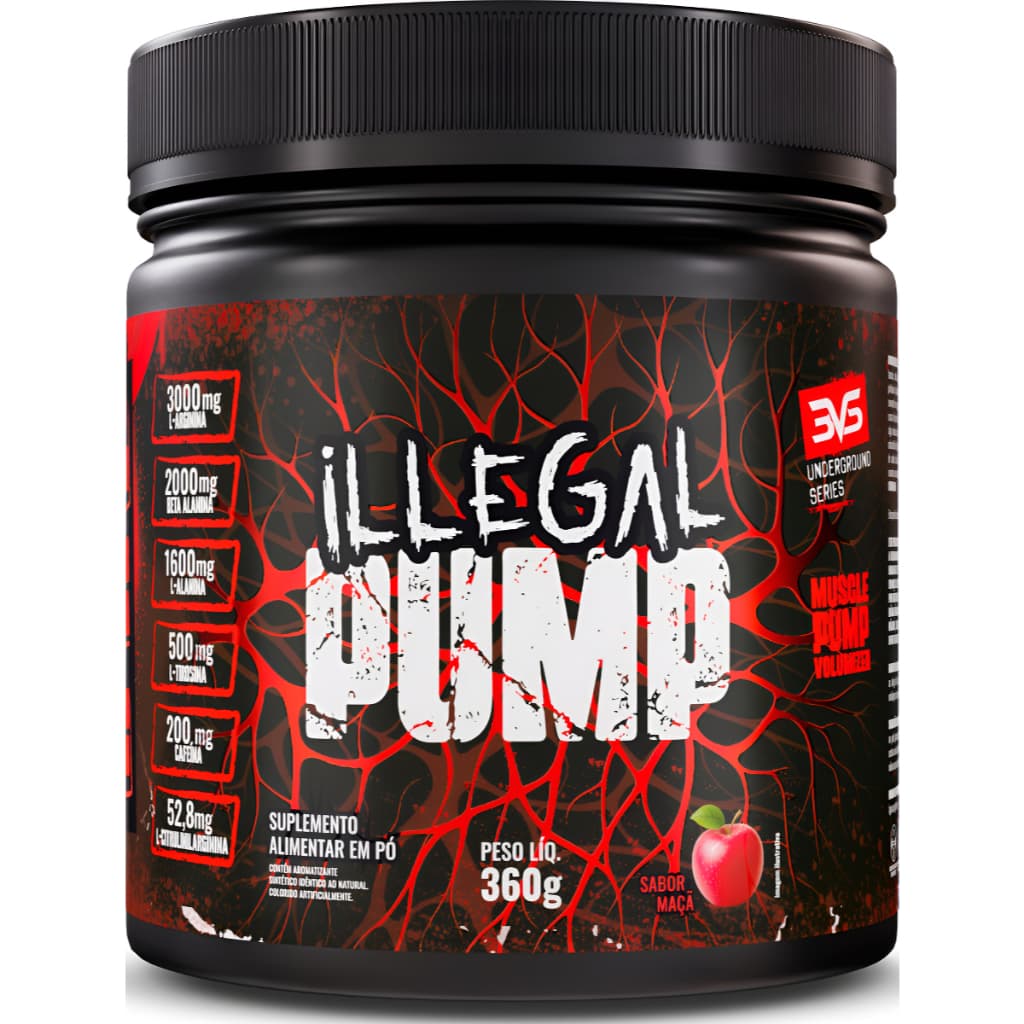 Illegal Pump Pré-Treino Potente com Vasodilatação Intensa e Força Máxima Matéria Prima Importada