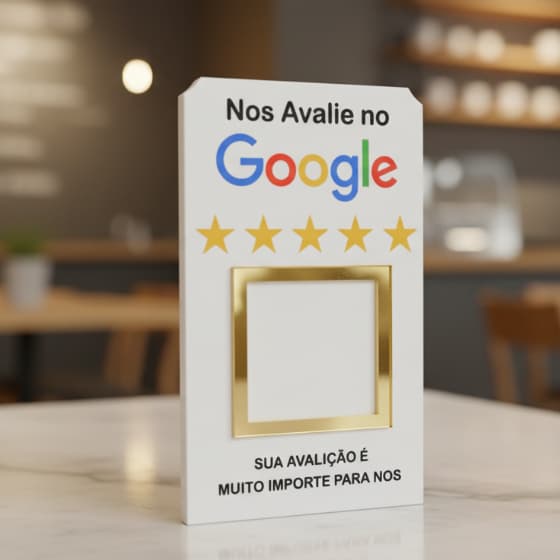 Placa Avaliação Google em Acrílico 8x15 Incentivo de Avaliações Display Mesa