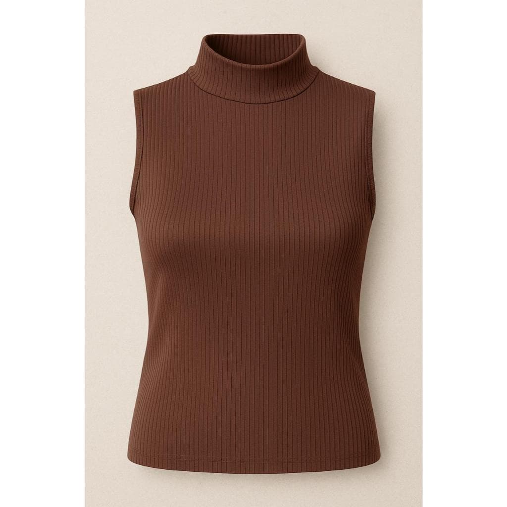 Blusa Regata Feminina Gola Alta Canelada Premium