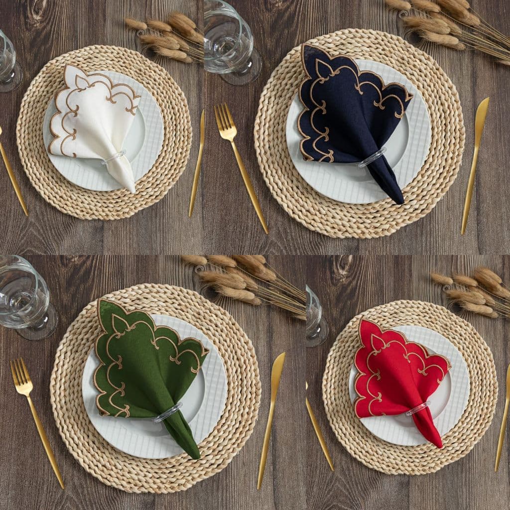 Kit com 2,4,6,8,10 e 12 peças Guardanapo Bordado Sparta 0.35x0.35 Lindas Cores - Mesa Posta