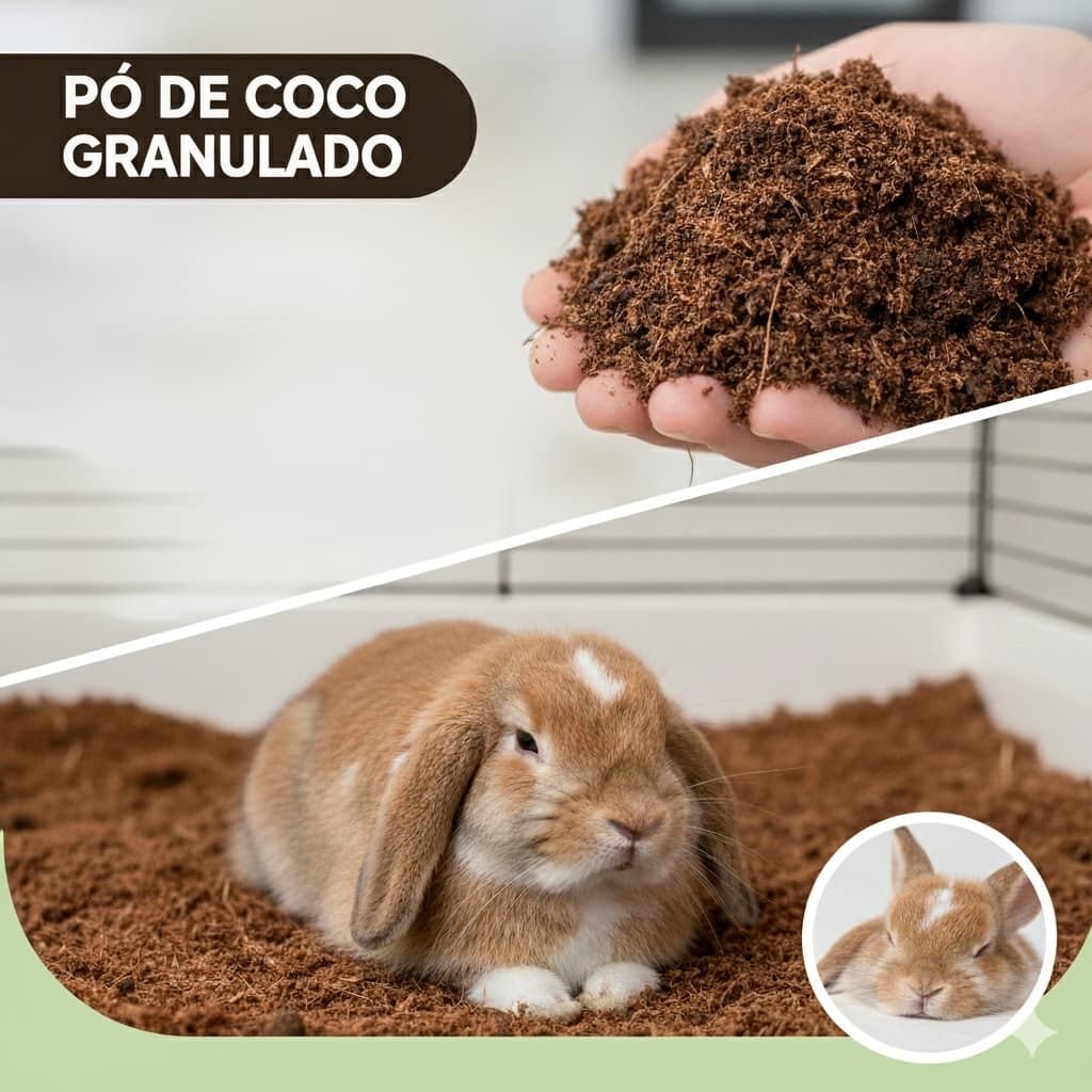 Substrato Pó de Coco Cama Granulada para Coelhos Roedores FIBRA DE COCO para Gaiolas Higiene 8L