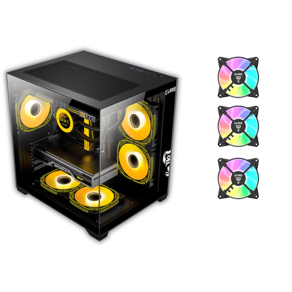 Gabinete Gamer Night Grodd Vidro + 3 Fans ARGB Clanm