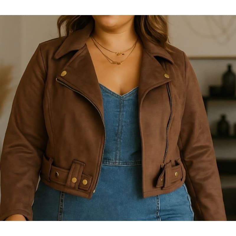 Jaqueta suede PLUS SIZE femenina Premium