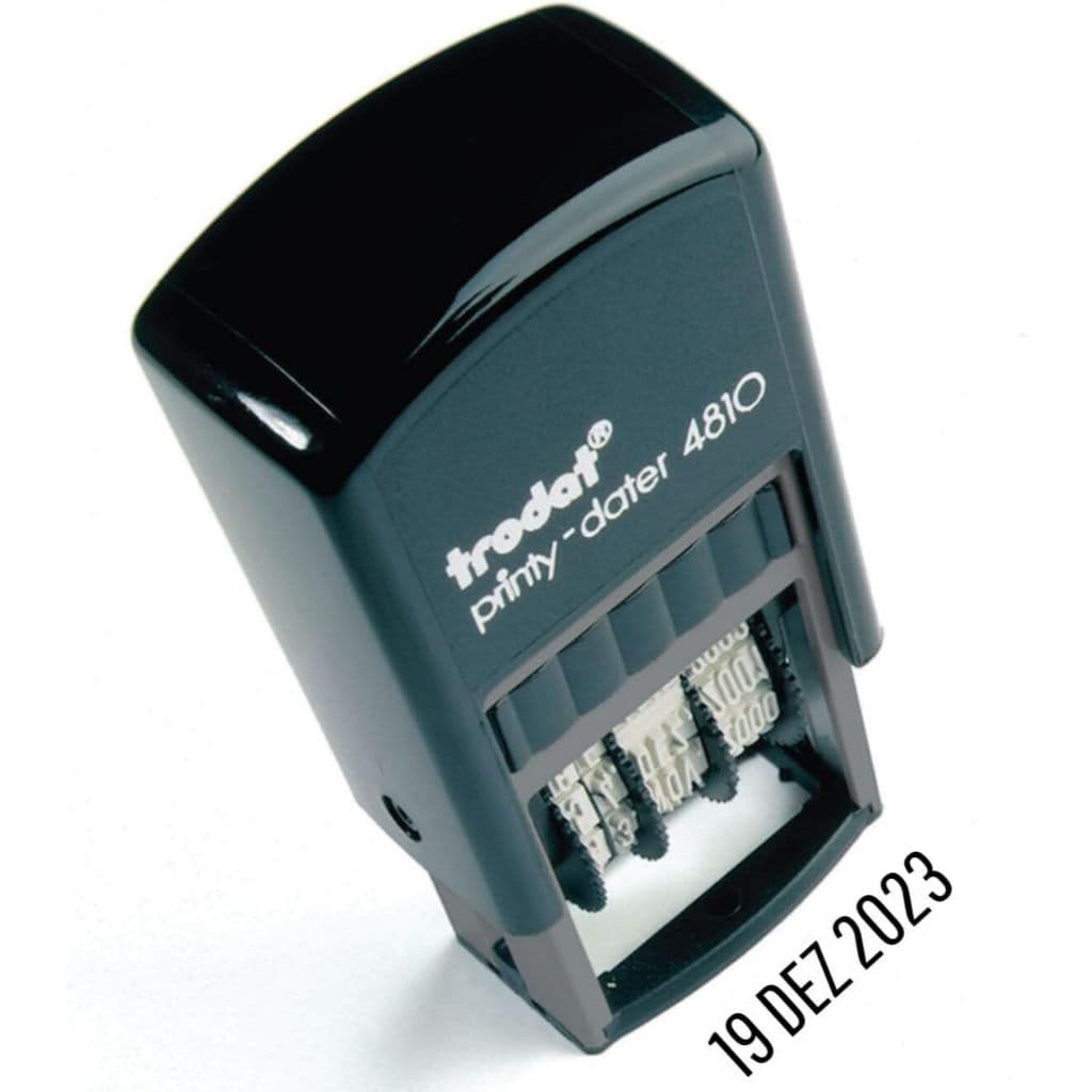 Carimbo Datador 4810 Automático Trodat Printy Impressão 25x3,8 mm, Formato DIA - MÊS - ANO.