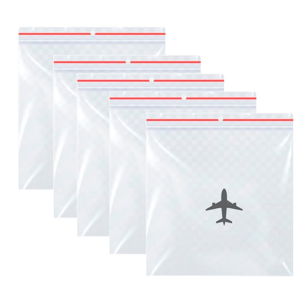 Kit Viagem 100 ml ANAC 5 Sacos Ziplock Transparentes para Líquidos Avião Aeroporto Organizador de Mala