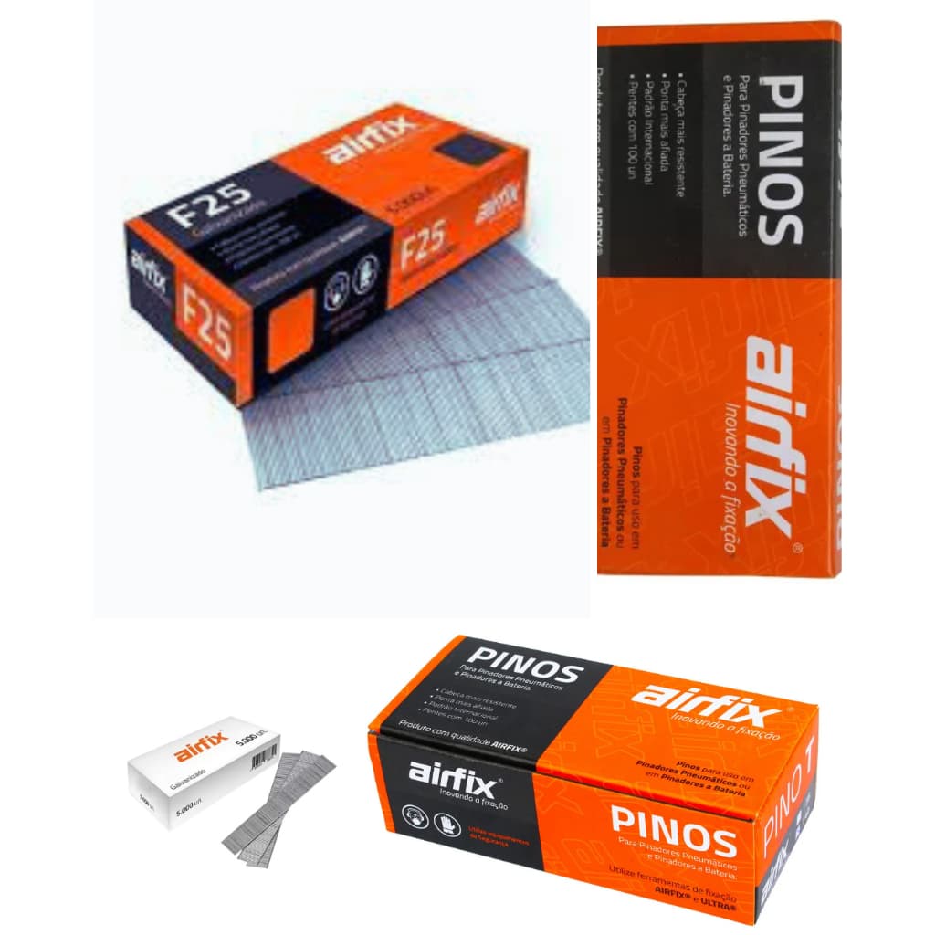 Pino F25 Airfix C/5000 Un Galvanizado Pinador Pneumatico Cor Cinza