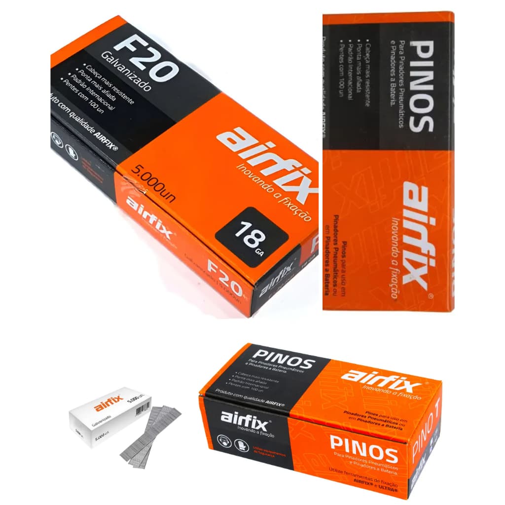 Pino Para Pinador Pneumático F20mm Airfix 01 Caixa 5000 Unidades Cinza Industrial