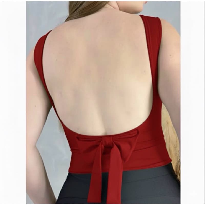 Cropped aberto nas costa costas nua com detalhe de Laço frente única fechada alça larga moda blogueira Suplex premium.