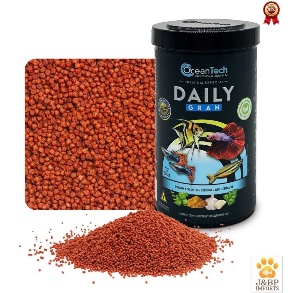 Ração Ocean Tech Daily Gran Para Peixes Ornamentais - Potes 25g/ 60g/125g Nutrição Premium Completa