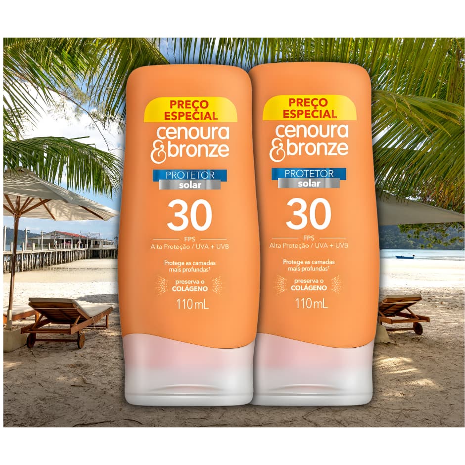 Kit C/2 Protetores Solares Corporal Cenoura & Bronze 110ml Fps30