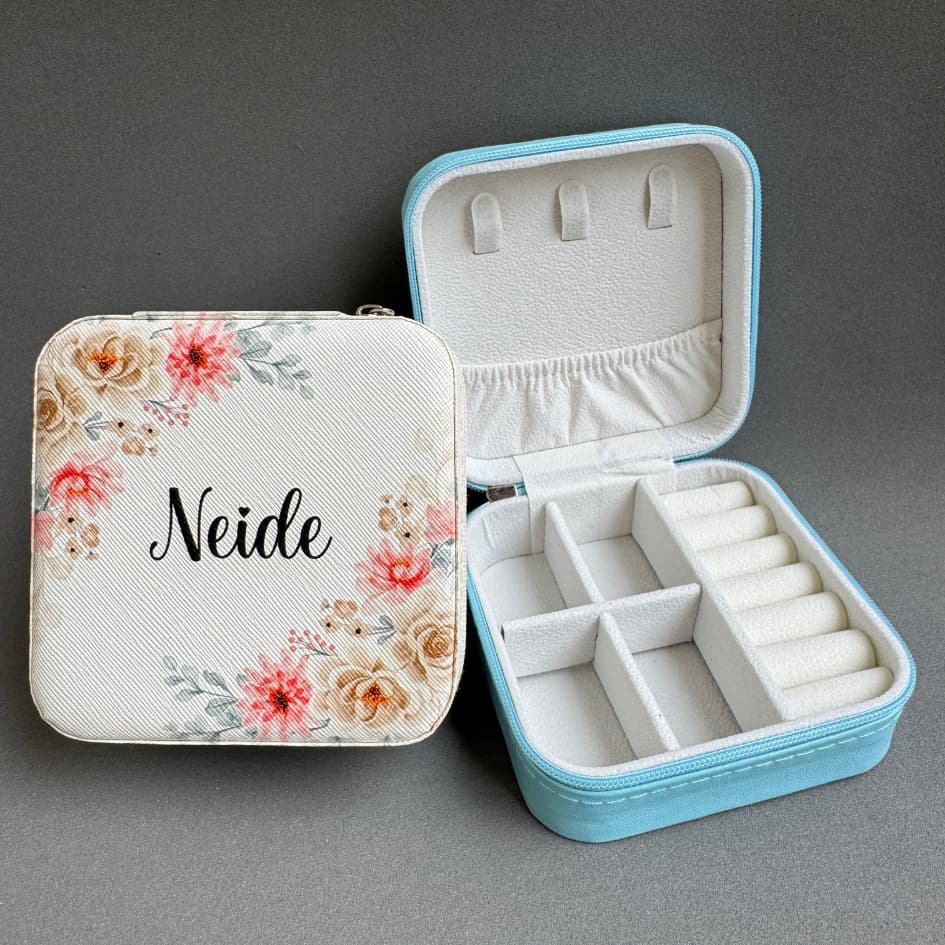 Porta Joias Personalizado Com Nome Estampas Coração