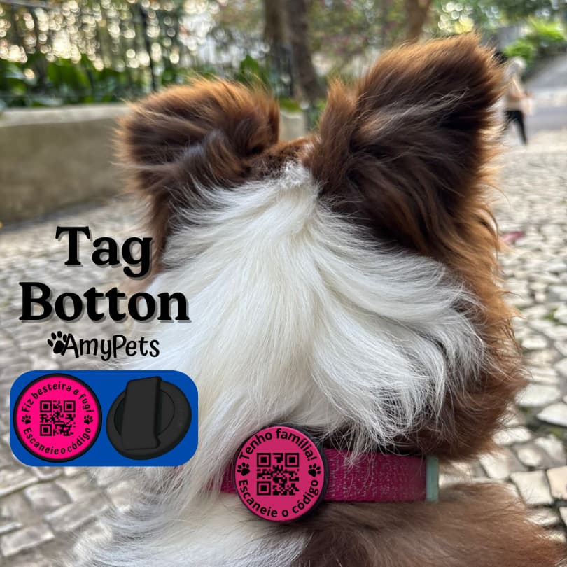 Case para AirTag 2 EM 1 - Tag Botton AmyPets com QR Code para coleiras de cães e gatos