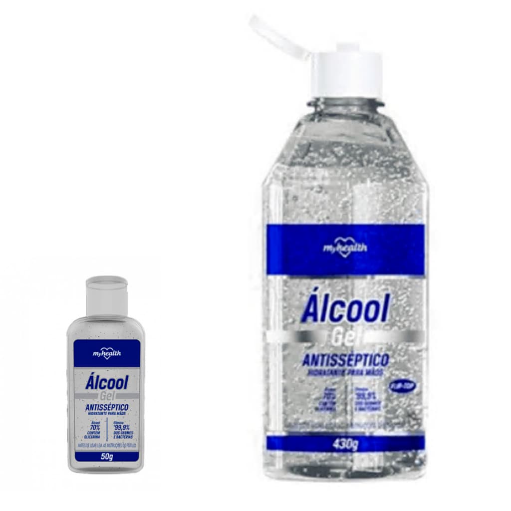 Álcool Gel Antisséptico 70% Elimina COVID Bactérias Vírus Higienização Uso Geral Tamanhos A Escolha