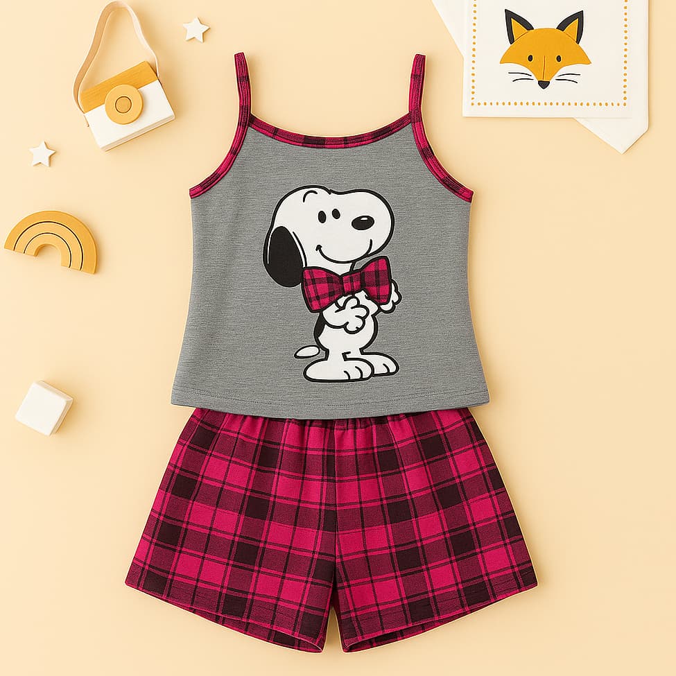 Baby Doll Snoopy Malha Premium Pijama Feminino Adulto Short e Alça Fina Verao Confortavel