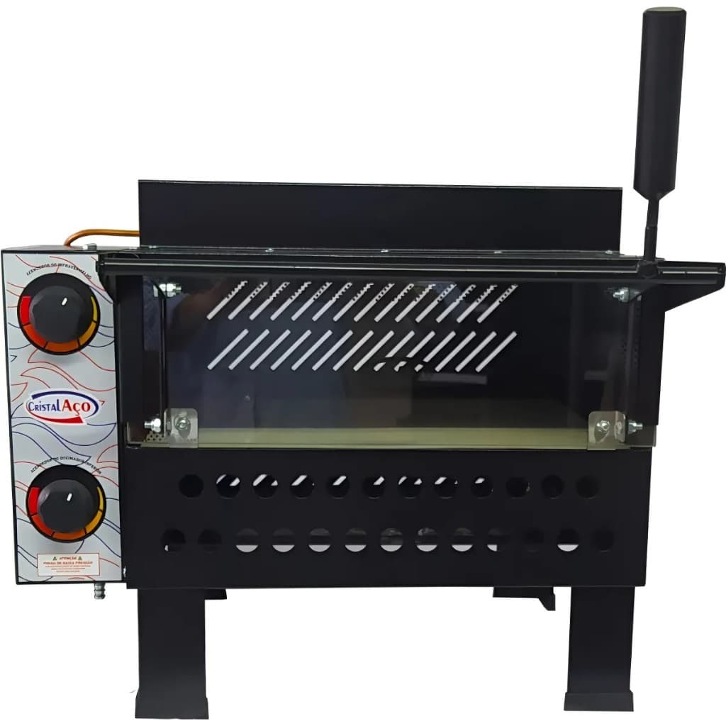 Forno De Pizza Profissional A Gás Com Infravermelho 68x48 Para 1 Pizza Grande Cristal Aço