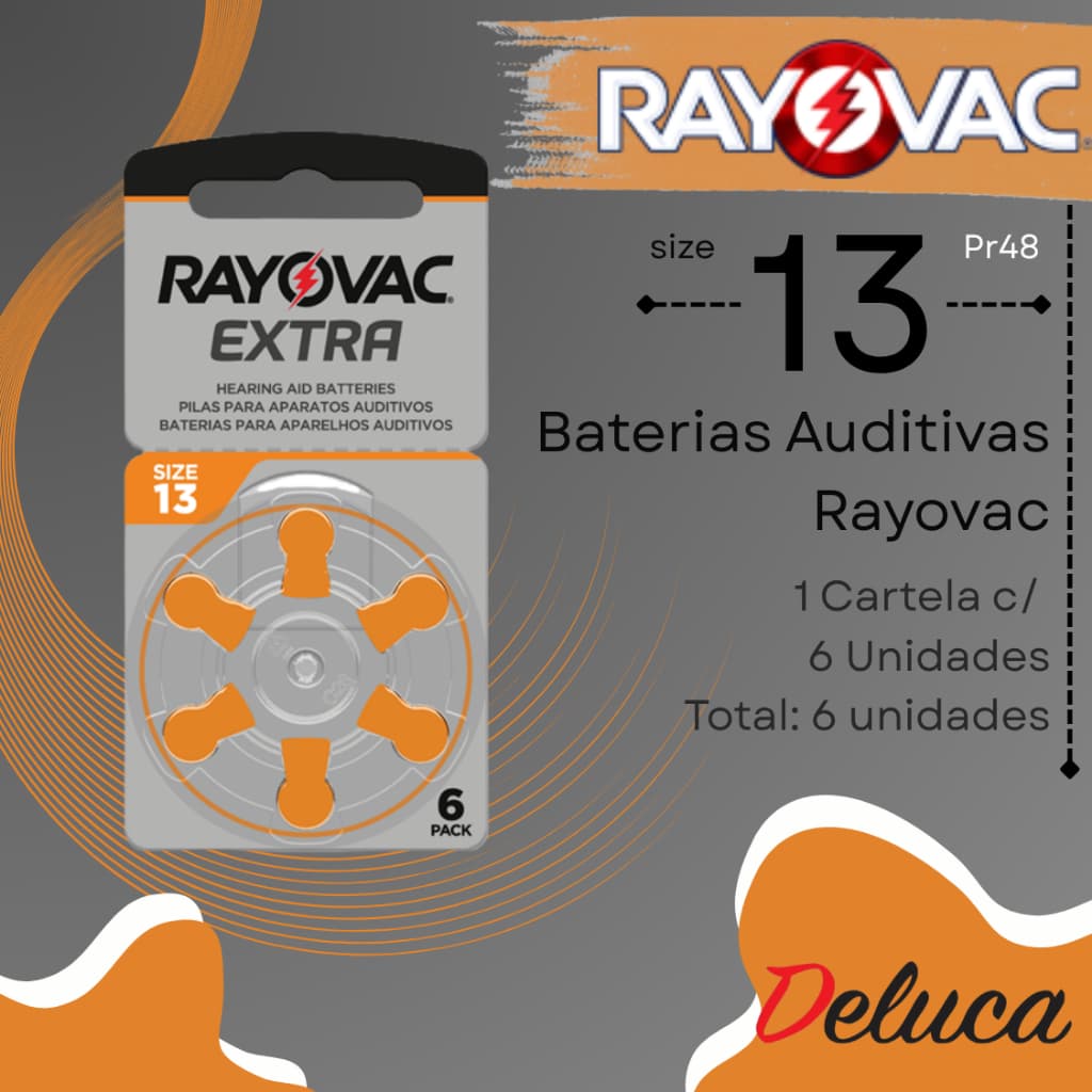 Auditiva Rayovac 13/PR 48 para aparelhos auditivos 1CARTELA