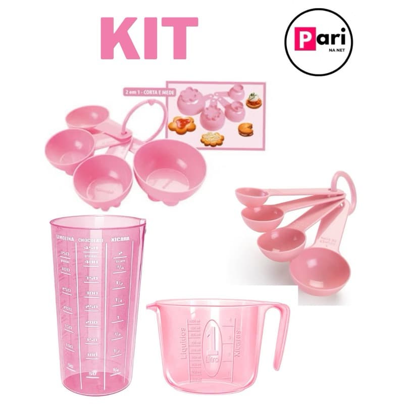 Kit Conjunto de Medidores Colher Xícara Copo 500 ML Jarra 1 L Medidor Culinário Receita Confeitaria