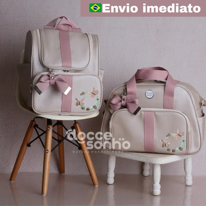 Bolsa Maternidade de Luxo com 2 Peças com material Elegante, mala maternidade (VG)