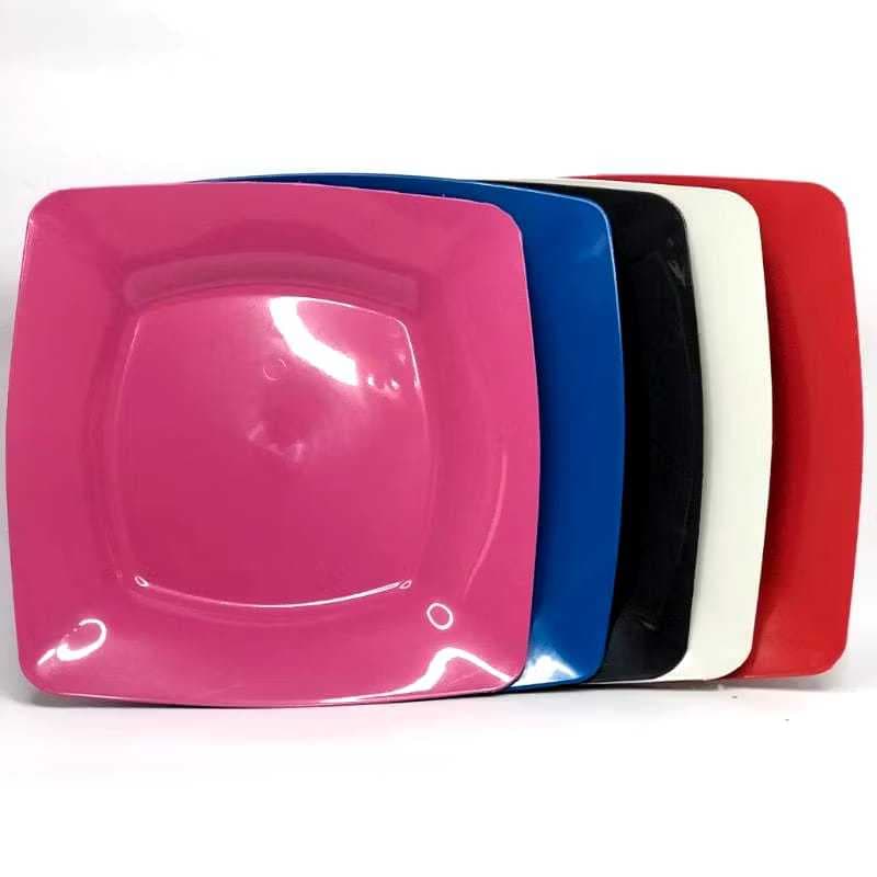 Prato Raso Quadrado Refeição; Kit 4,6,12,16 ou 24 Pratos(Plástico).Almoço/Jantar/festas.