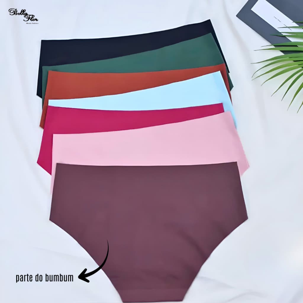 Kit com 10 ou 5 Calcinhas Cós Alto SEM COSTURA Corte a Laser Conforto Não Marca Forro 100% Algodão