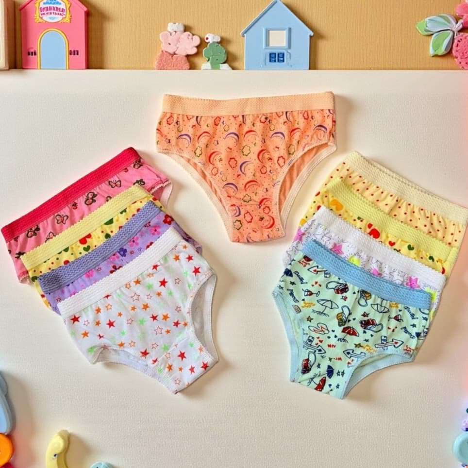 Kit Com 10 e 15 Calcinhas Infantis Estampadas Cós em Bornel Conforto Premium para Menina Volta Aulas