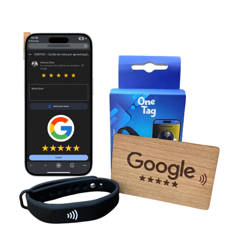 Avaliação Google Com Chip Nfc E Qrcode Kit Pulseira + Cartão Preto