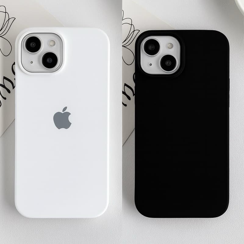 Capa Capinha Silicone Aveludada Premium PRETO BRANCO Para IPhone 13 XR/11/13/14/15//16/16Promax/plus