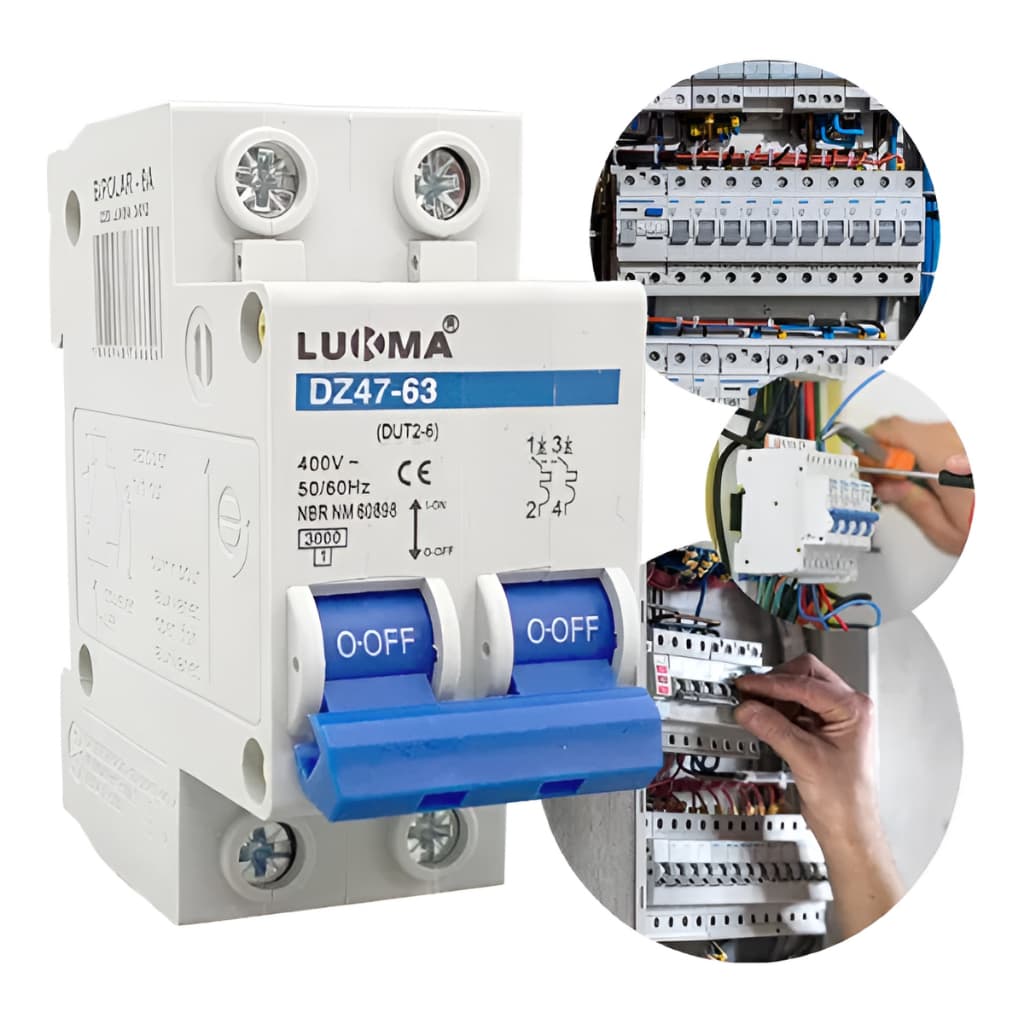 Disjuntor Din Bifasico Duplo Bipolar 40a Curva C Lukma