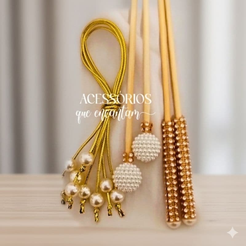 kit Decorativo para Difusor Colar de Pérolas &Varetas Decoradas com Strass/ trazem brilho e sofisticação