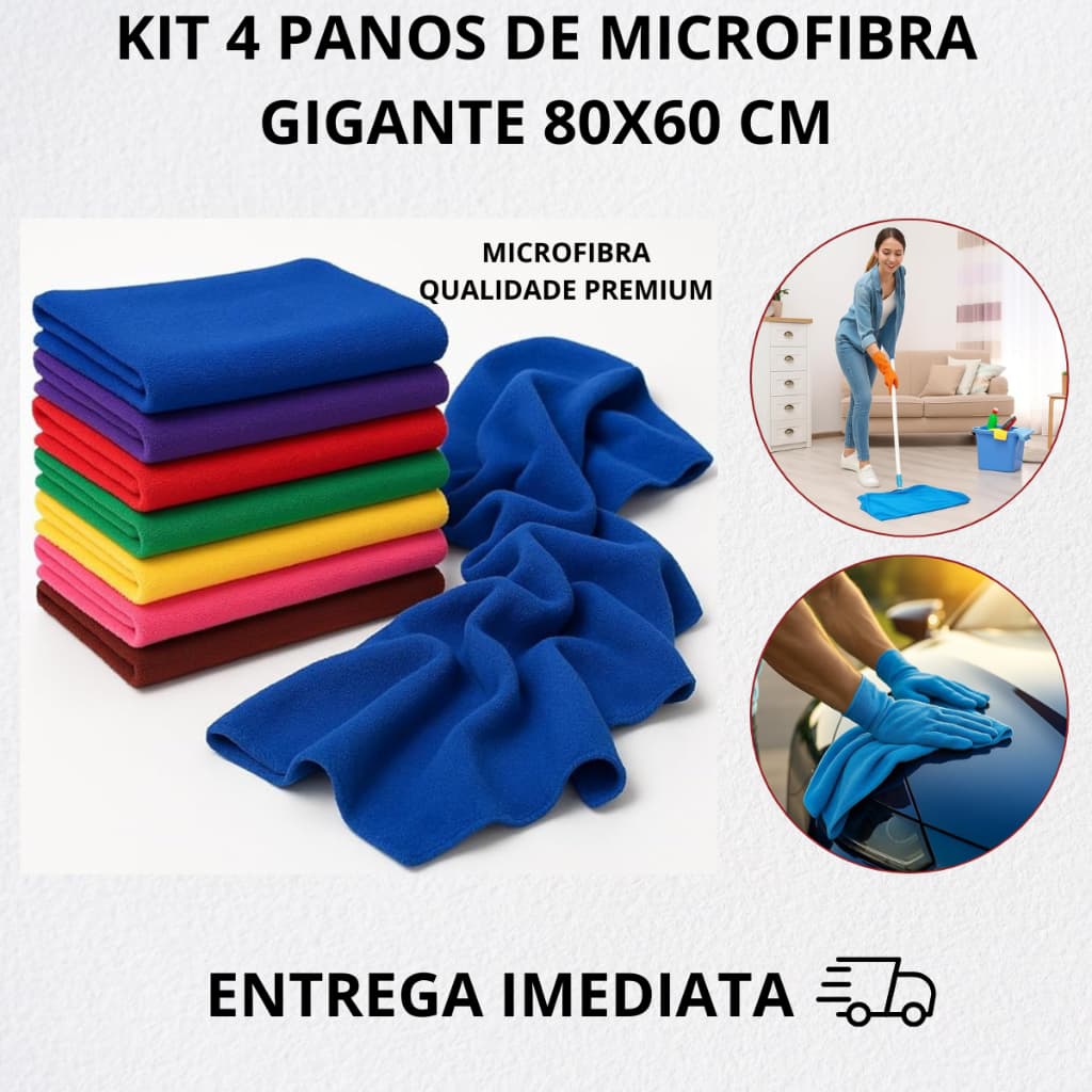 Pano de Microfibra Automotivo Kit 4 Un 80x60cm Pano de Chão Limpeza O mais vendido na Shopee Premium