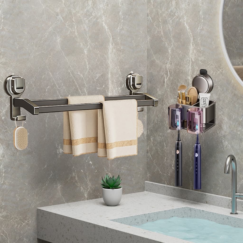 Kit Acessórios Banheiro Suporte Para Escovas De Dentes - Cinza-escuro Yesop